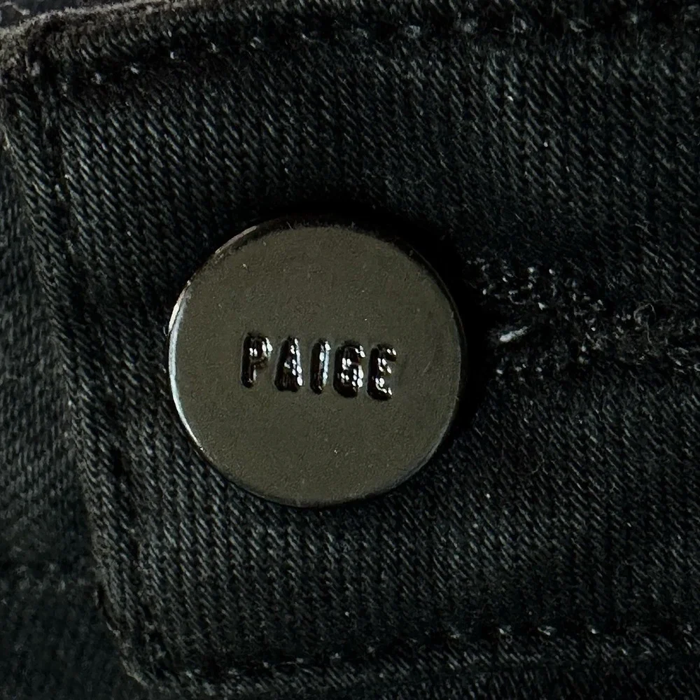PAIGE‎ Stella High-Rise Straight Jeans Black Overdye Size 24 NWOT Stretch